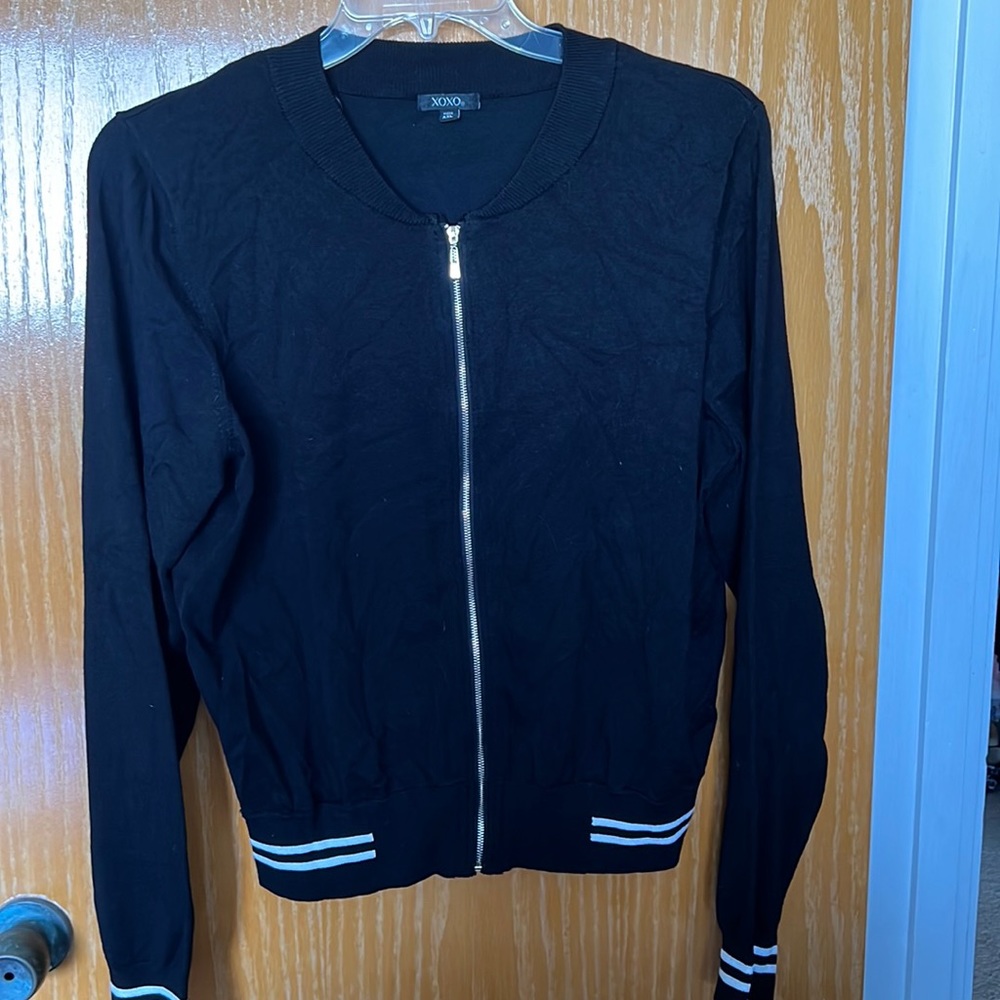 Xoxo black knit zip-up jacket